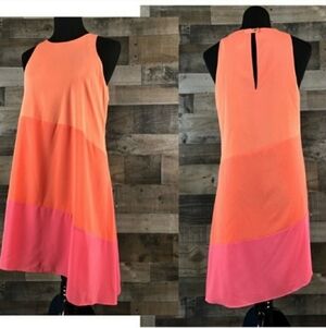 Ali Ro Asymmetric Color Block Sleeveless‎ Dress Orange Pink Women's 6